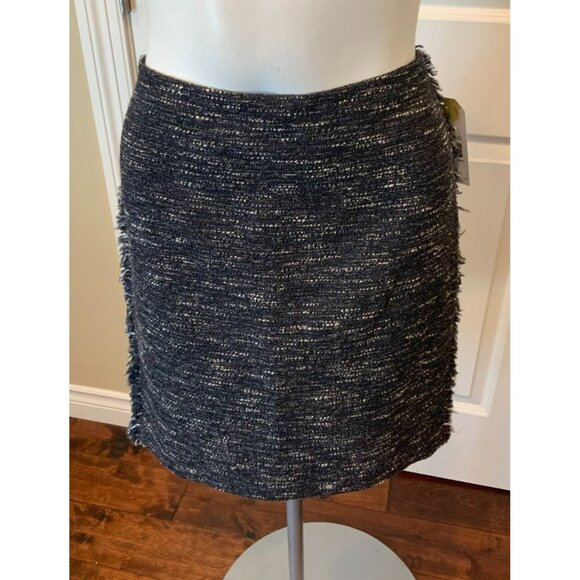 Magaschoni Collection Navy Blue & White Tweed Skirt W/ Zip Closure, Size 8 (US) - Picture 1 of 5